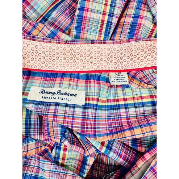 Tommy Bahama Sarasota Stretch Multicolor Plaid Long Sleeve Button-Up Shirt L/XL - Picture 4 of 15